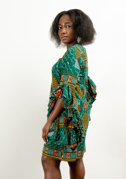 Safari Ruffled Sleeve Dress